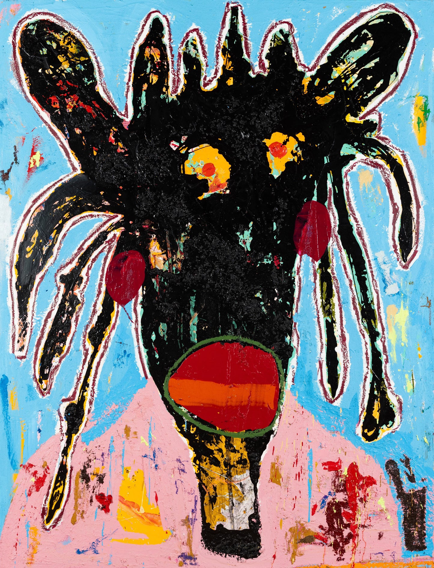 Dark face painting blue school uniform