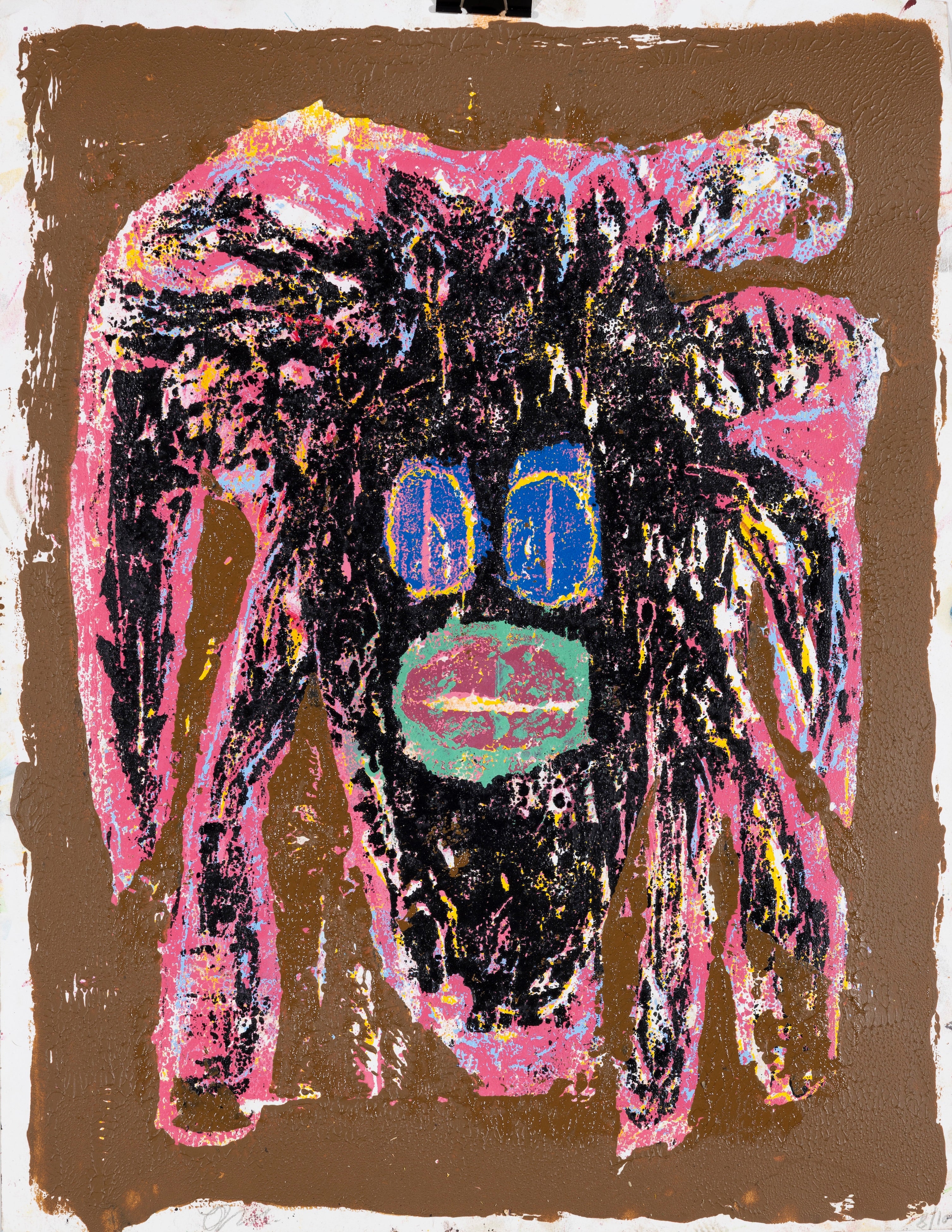 Dark face painting poor man (woodcut print)