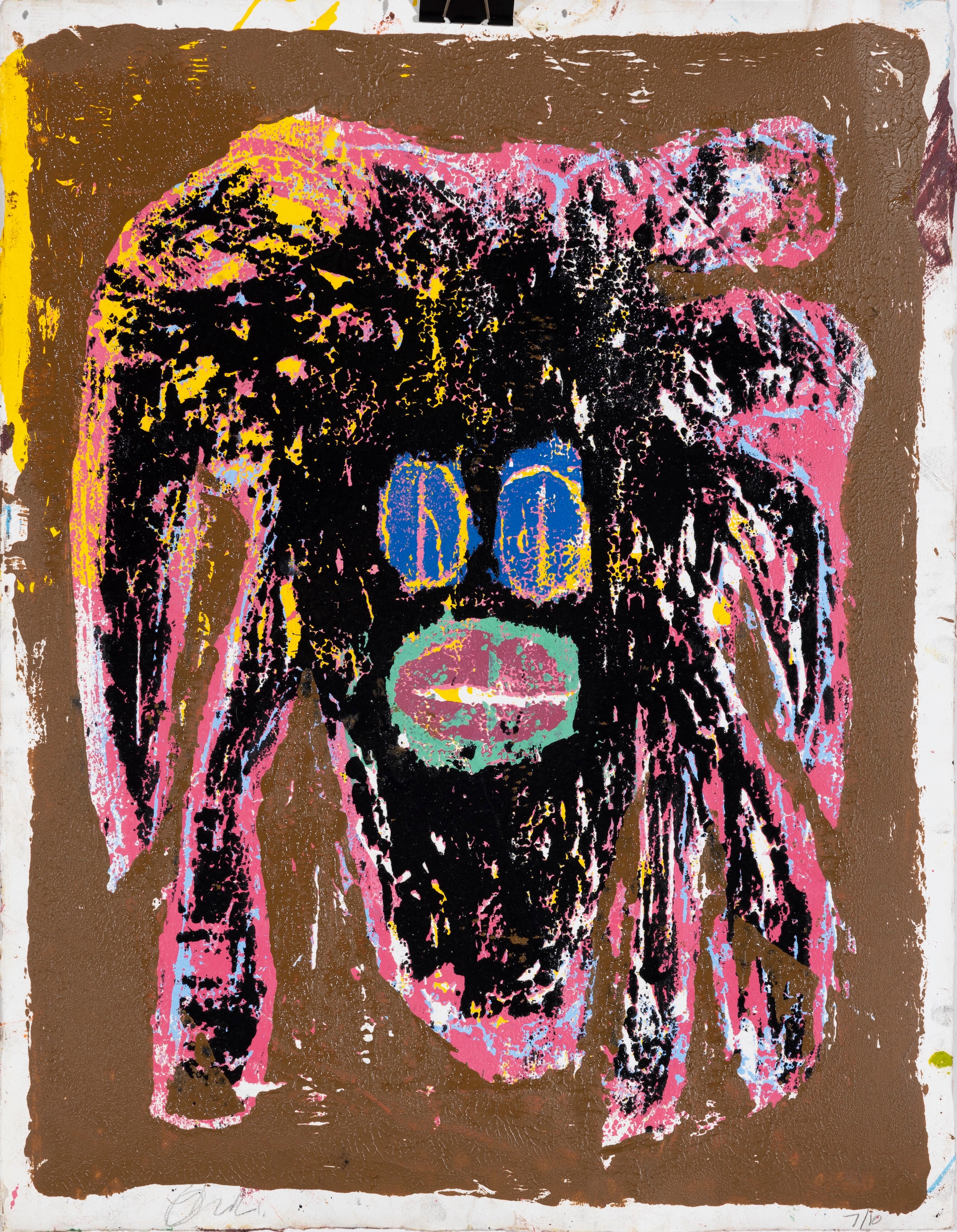 Dark face painting poor man (woodcut print)