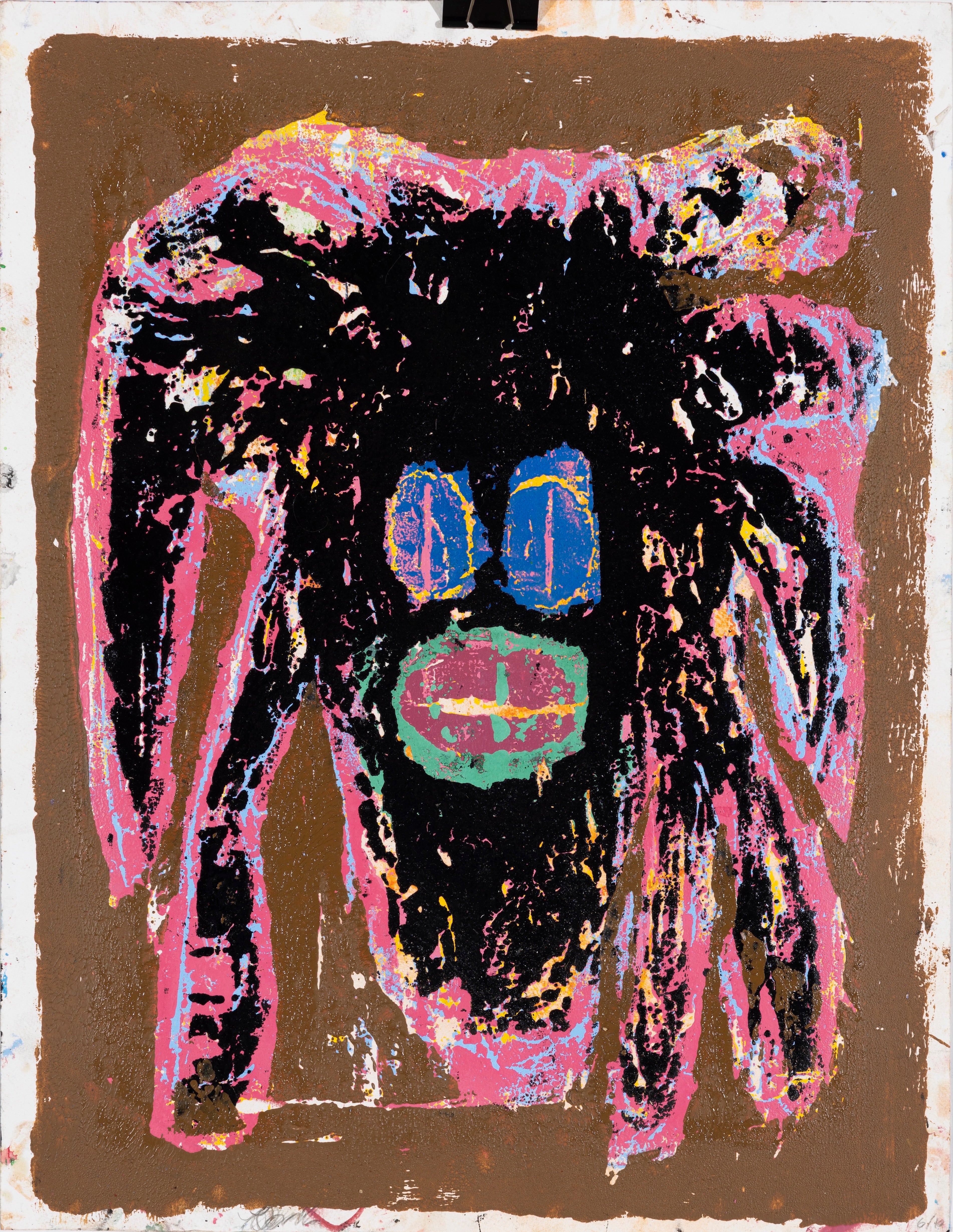 Dark face painting poor man (woodcut print)
