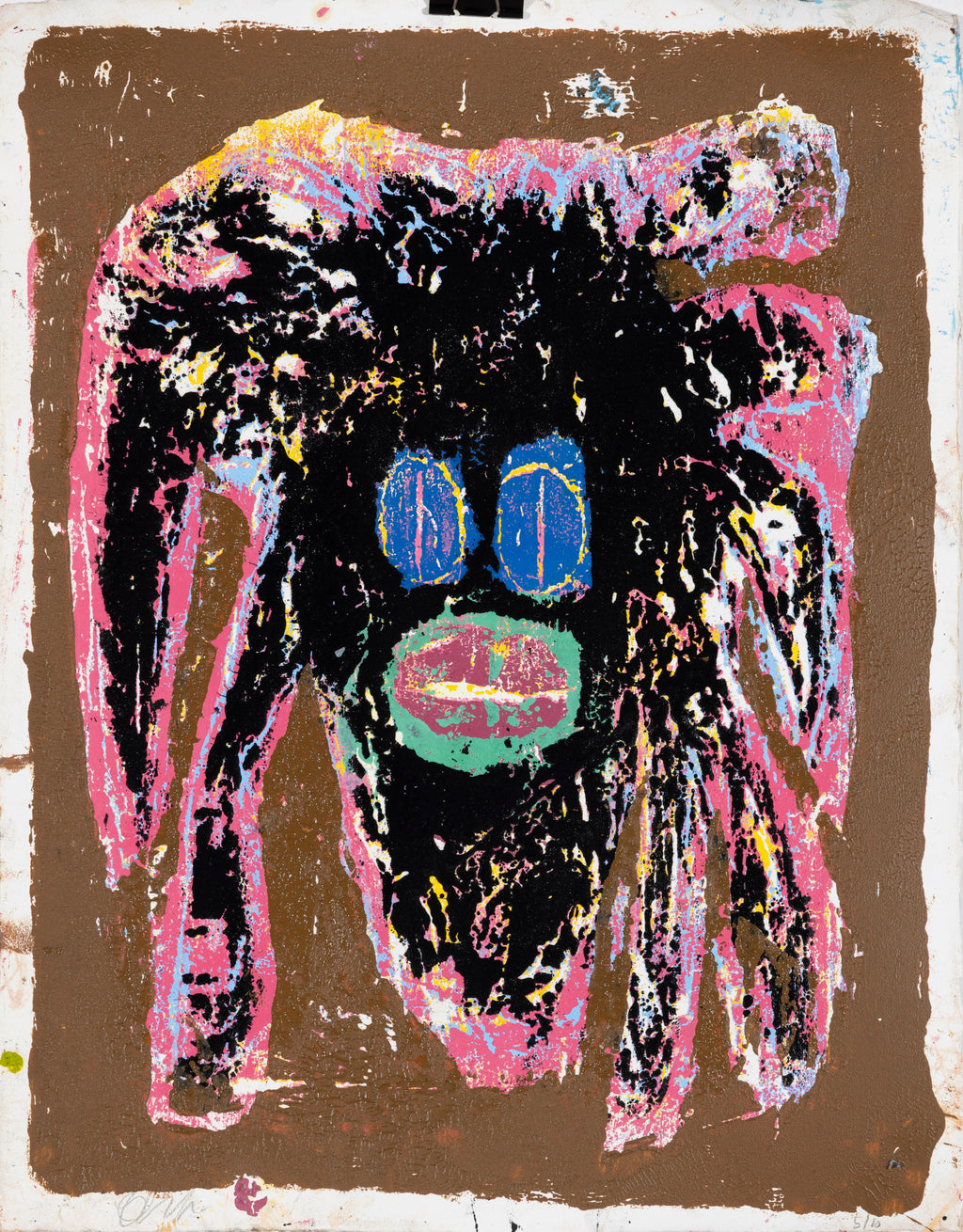 Dark face painting poor man (woodcut print)