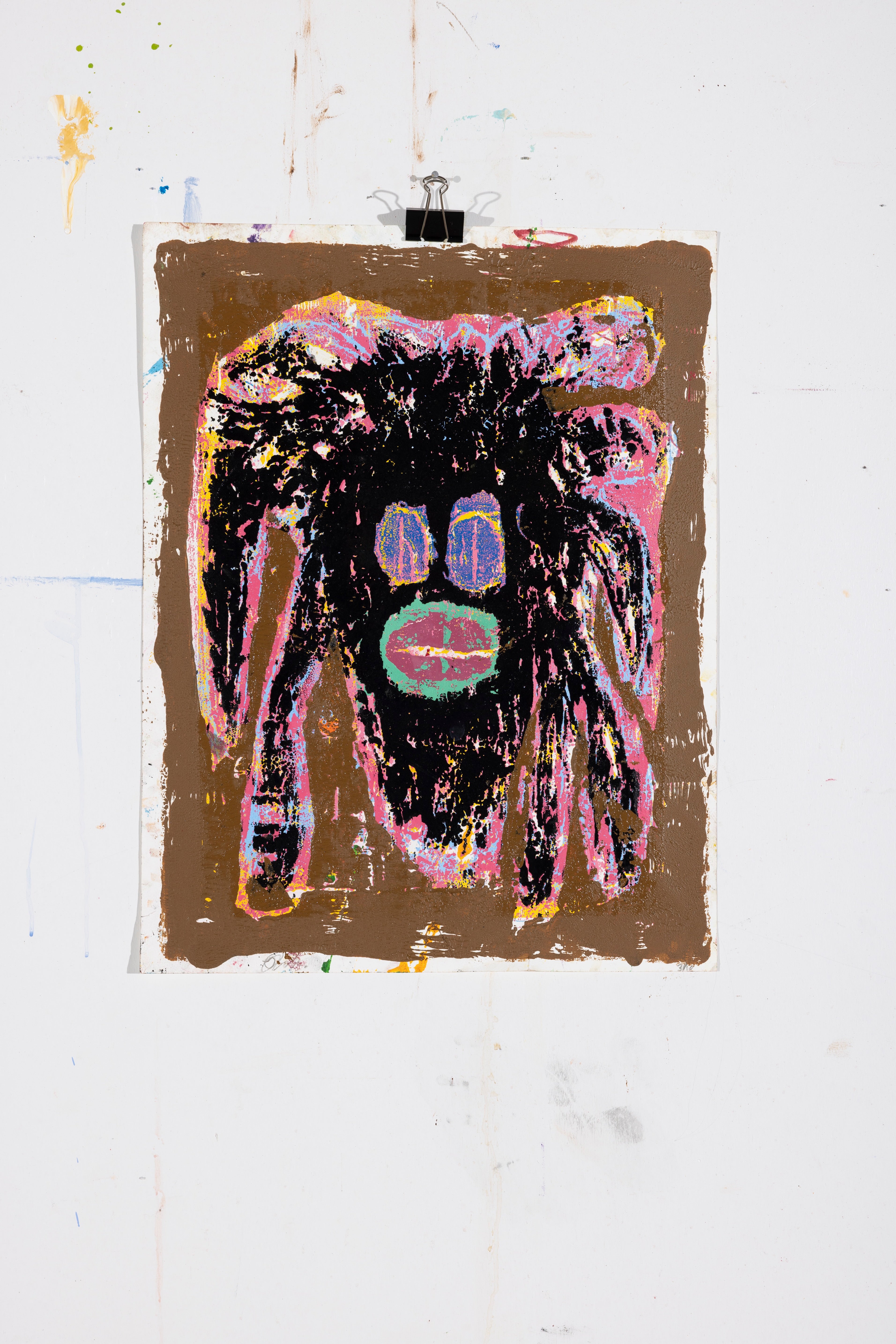 Dark face painting poor man (woodcut print)