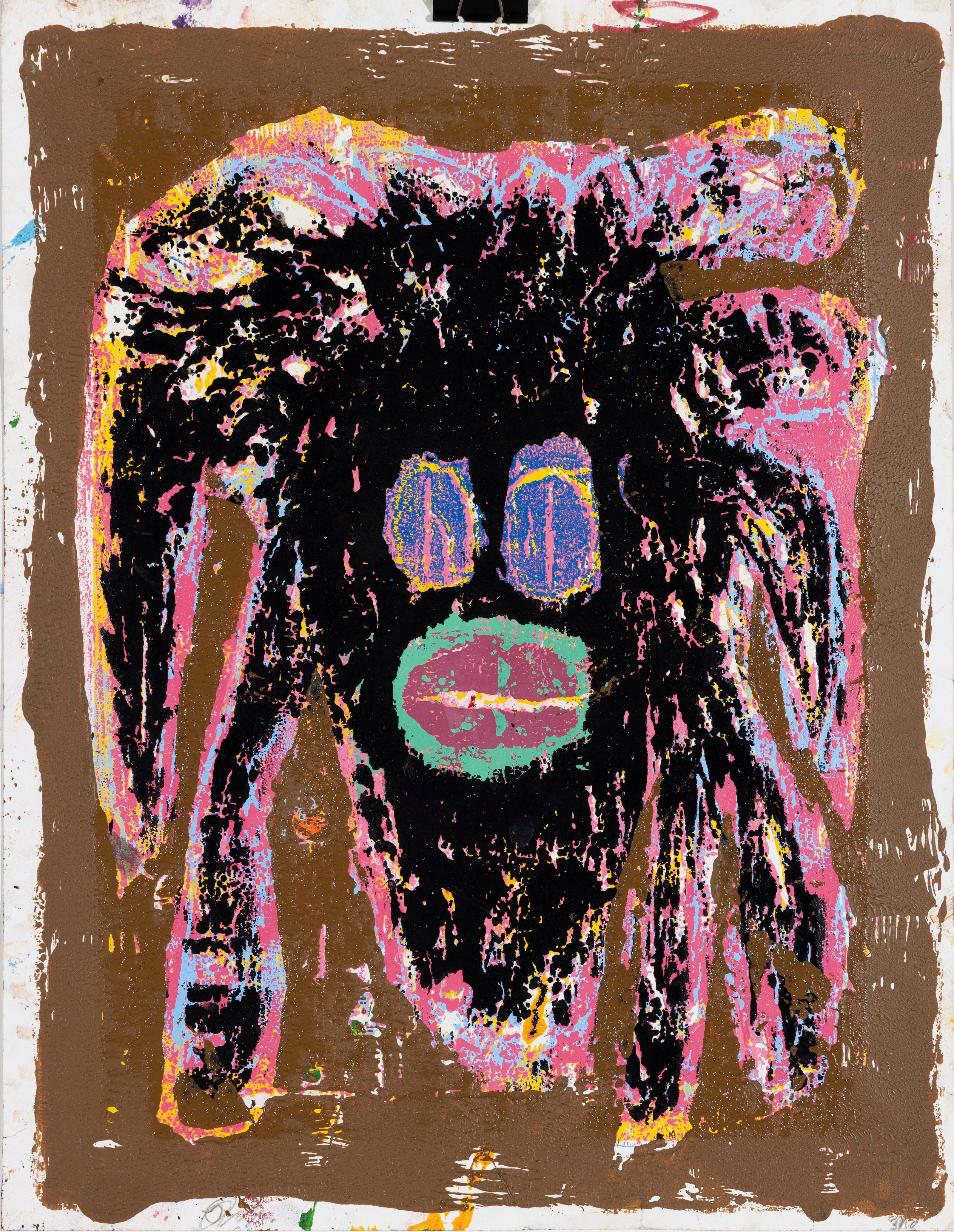 Dark face painting poor man (woodcut print)
