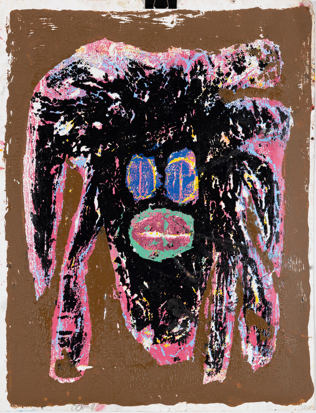 Dark face painting poor man (woodcut print)