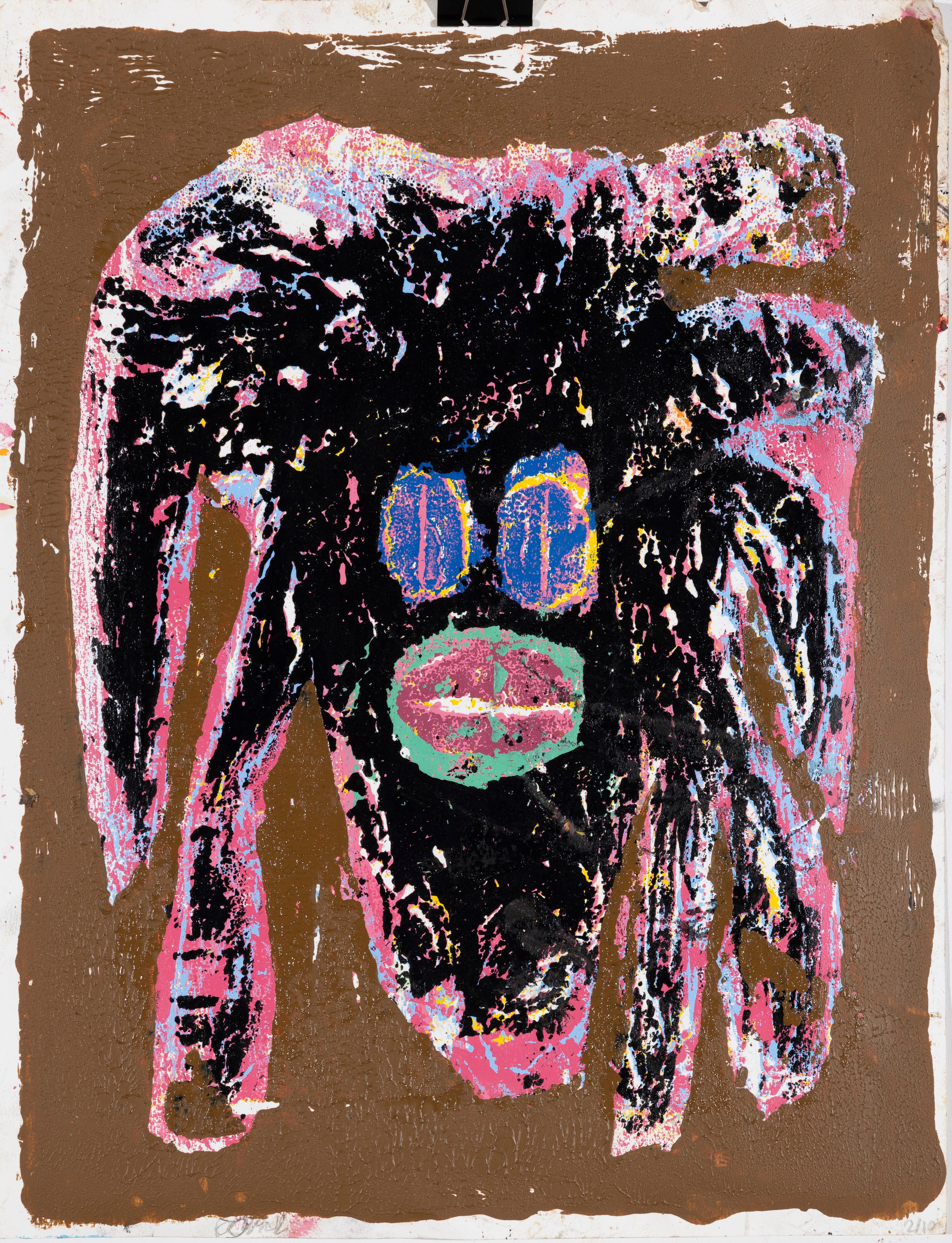 Dark face painting poor man (woodcut print)