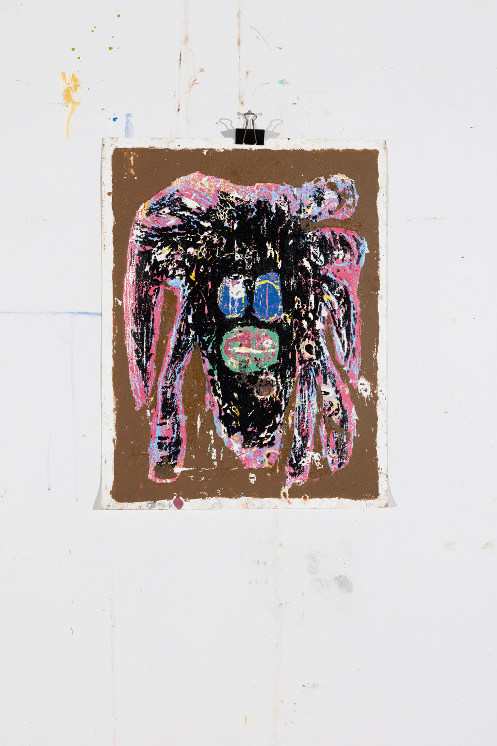 Dark face painting poor man (woodcut print)