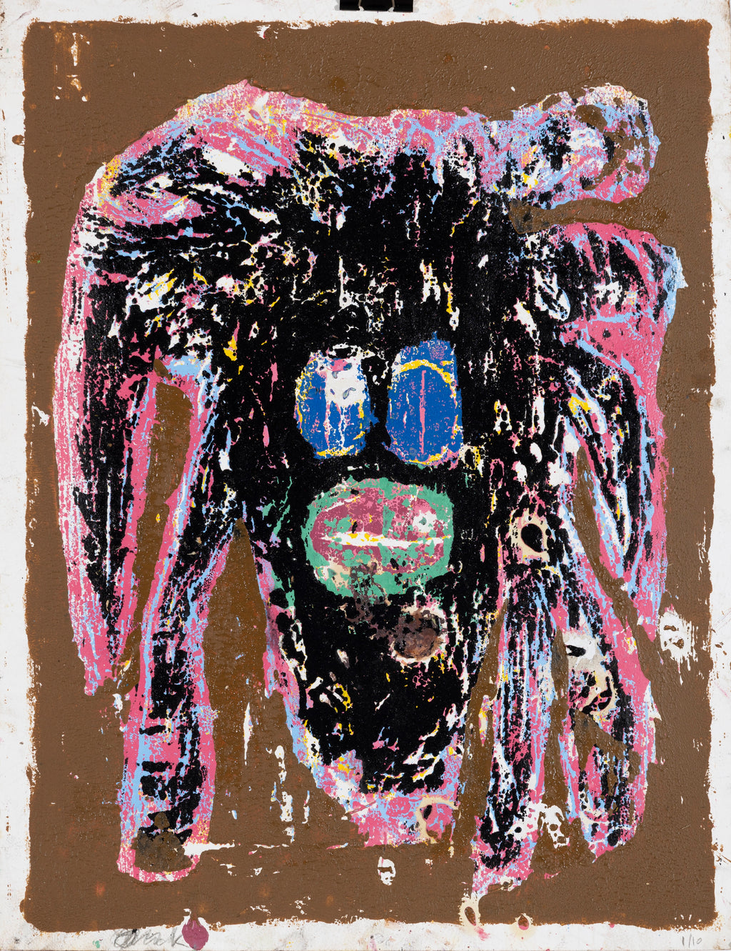 Dark face painting poor man (woodcut print)